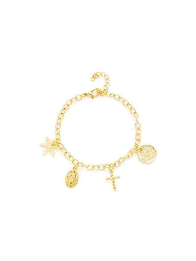 Snowflake & Cross Charm Link Bracelet--Des Mess