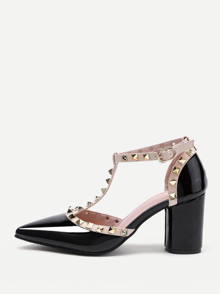 Rockstud Decorated Point Toe Heeled Shoes-shoes-Des Mess