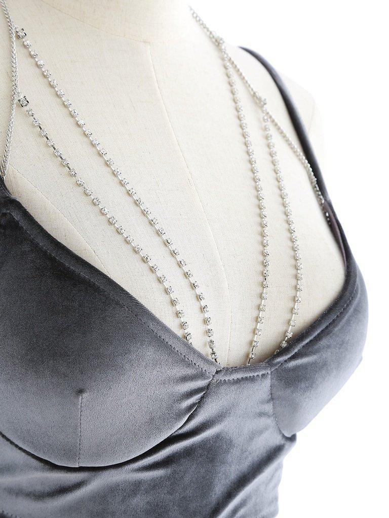 Rhinestone Layered Design Bralet Body Chain-jewelry-Des Mess