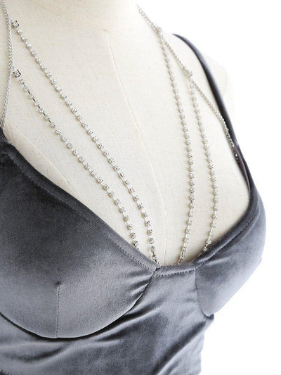Rhinestone Layered Design Bralet Body Chain-jewelry-Des Mess