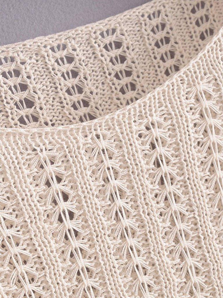 Drop Shoulder Open-Knit Jumper-outerwear-Des Mess