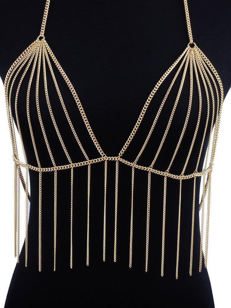Chain Tassel Bralet Body Harness-jewelry-Des Mess