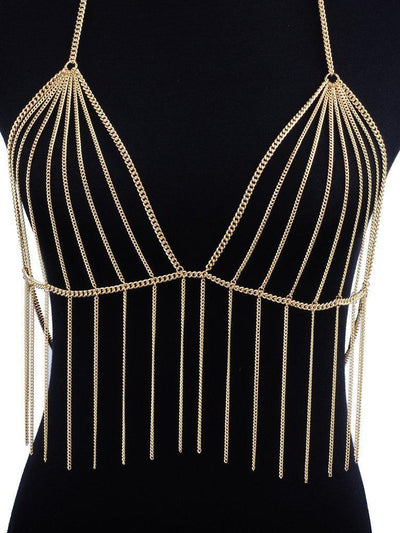 Chain Tassel Bralet Body Harness-jewelry-Des Mess