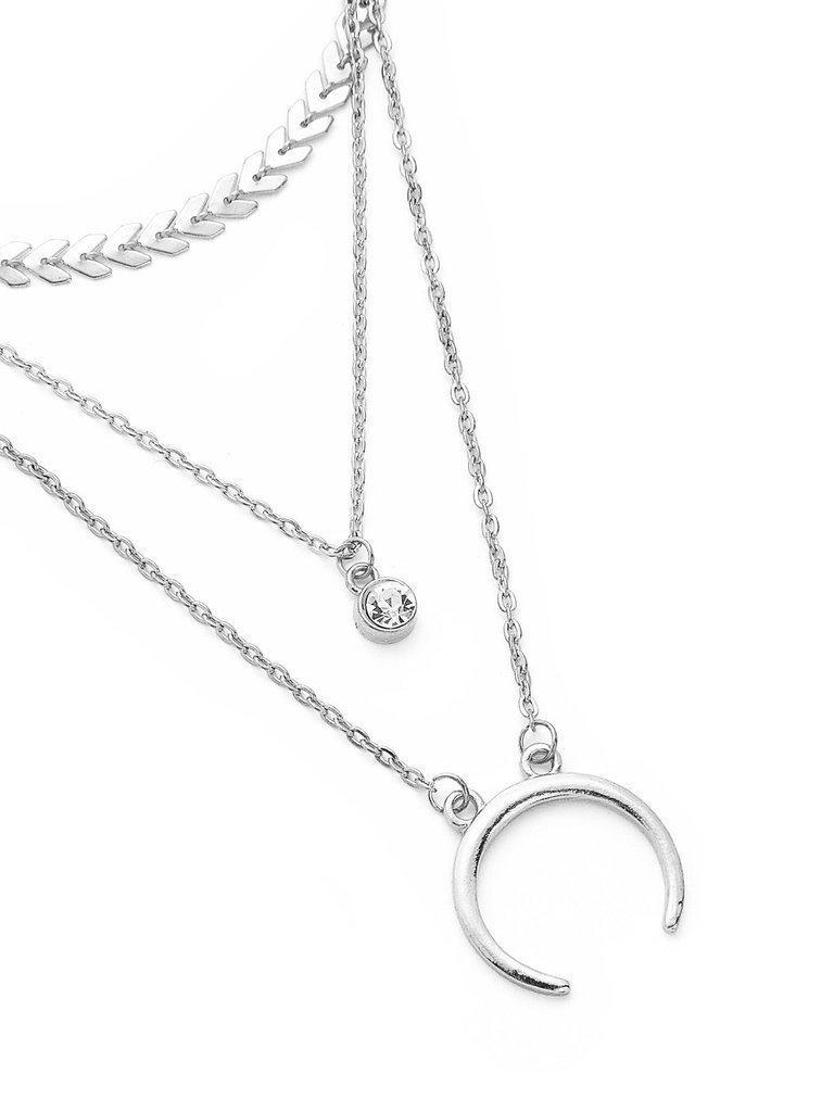 Moon Pendant Layered Chain Necklace-jewelry-Des Mess