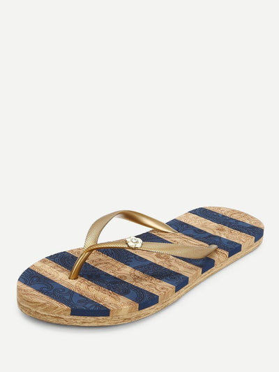 Block Striped Flip Flops-shoes-Des Mess