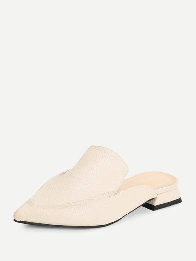 PU Pointed Toe Flat Mules-shoes-Des Mess