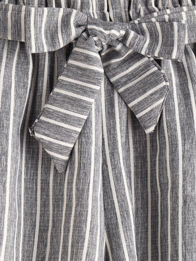Striped Self Tie Front Shorts-bottom-Des Mess
