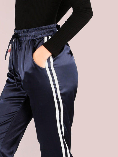 Side Striped Satin Trainer Joggers-bottom-Des Mess