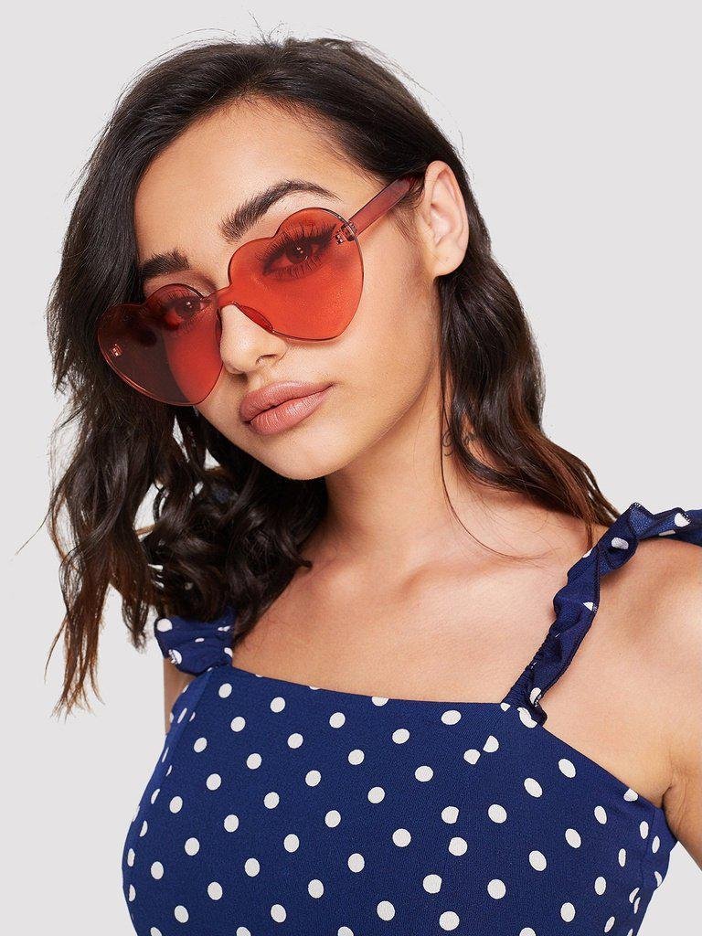 Heart Shaped Lens Rimless Sunglasses-accessories-Des Mess