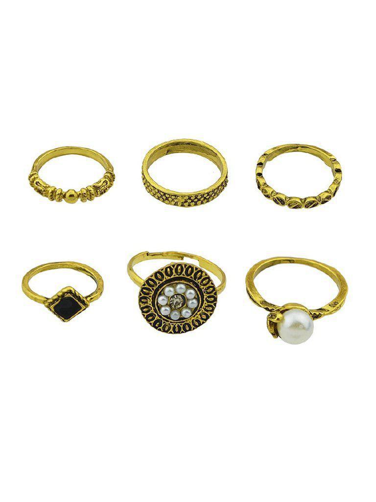 At-Gold Simple Pearl Ring 6-Pieces Set-jewelry-Des Mess