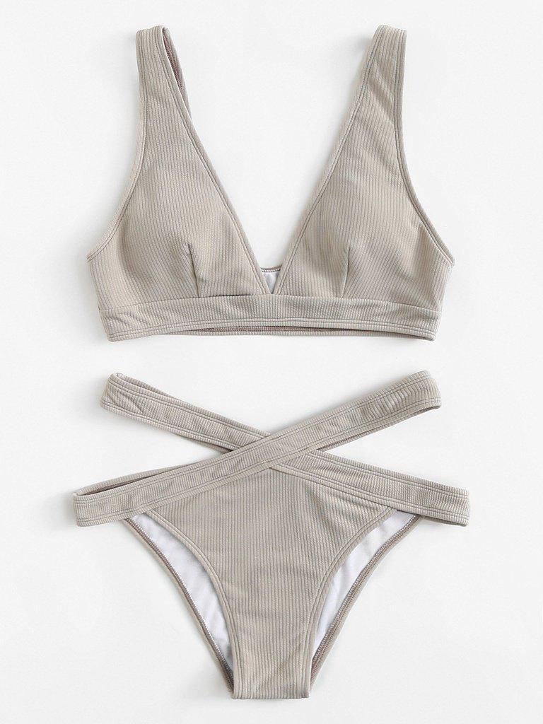Crisscross Solid Bikini Set-swimwear-Des Mess
