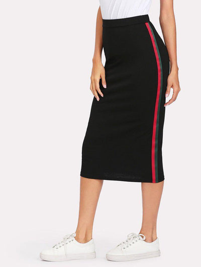 Striped Tape Side Skirt-bottom-Des Mess