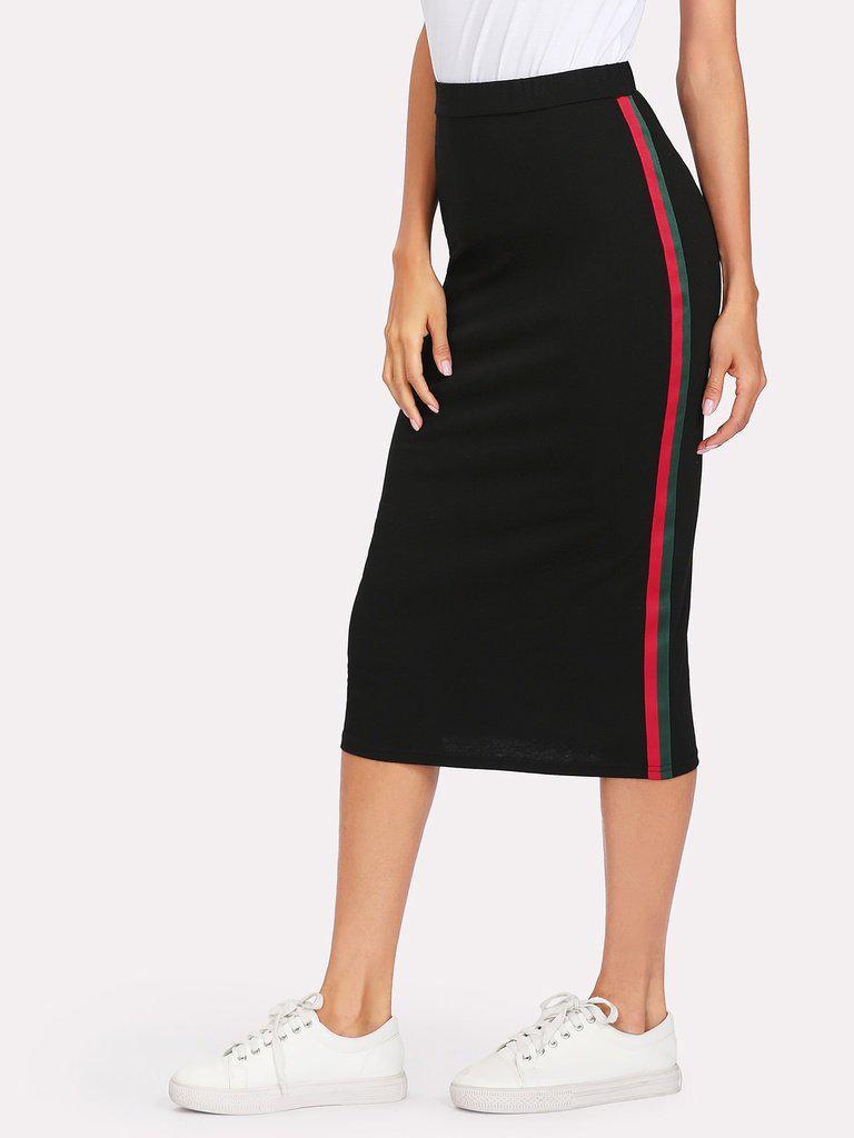 Striped Tape Side Skirt-bottom-Des Mess