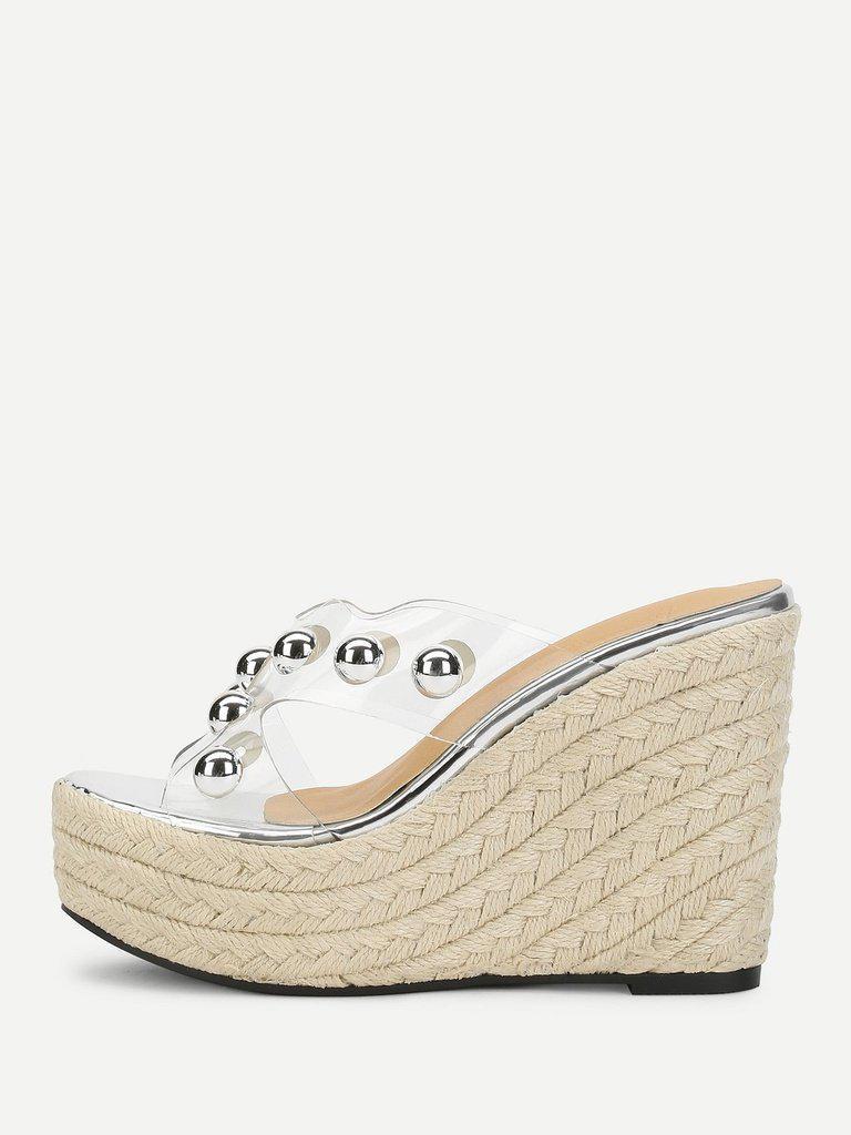 Studded Platform Espadrille Wedges-shoes-Des Mess