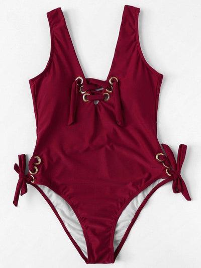 Lace-Up Swimsuit-swimwear-Des Mess