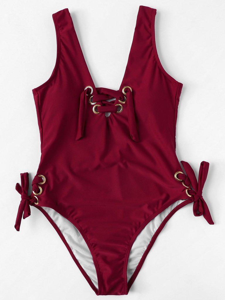 Lace-Up Swimsuit-swimwear-Des Mess