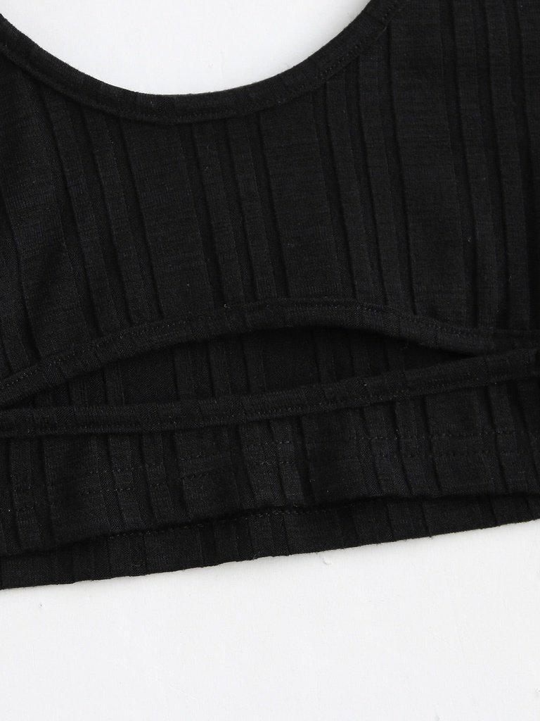 Cutout Ribbed Knit Sports Bra-sportswear-Des Mess