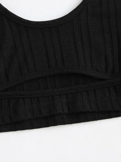 Cutout Ribbed Knit Sports Bra-sportswear-Des Mess