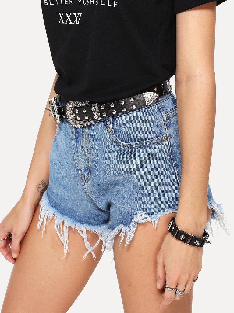 Raw Hem Denim Shorts-bottom-Des Mess