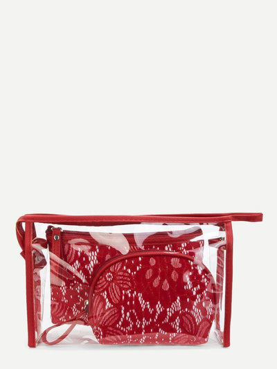 Lace Overlay Combination Makeup Bag-makeup-Des Mess