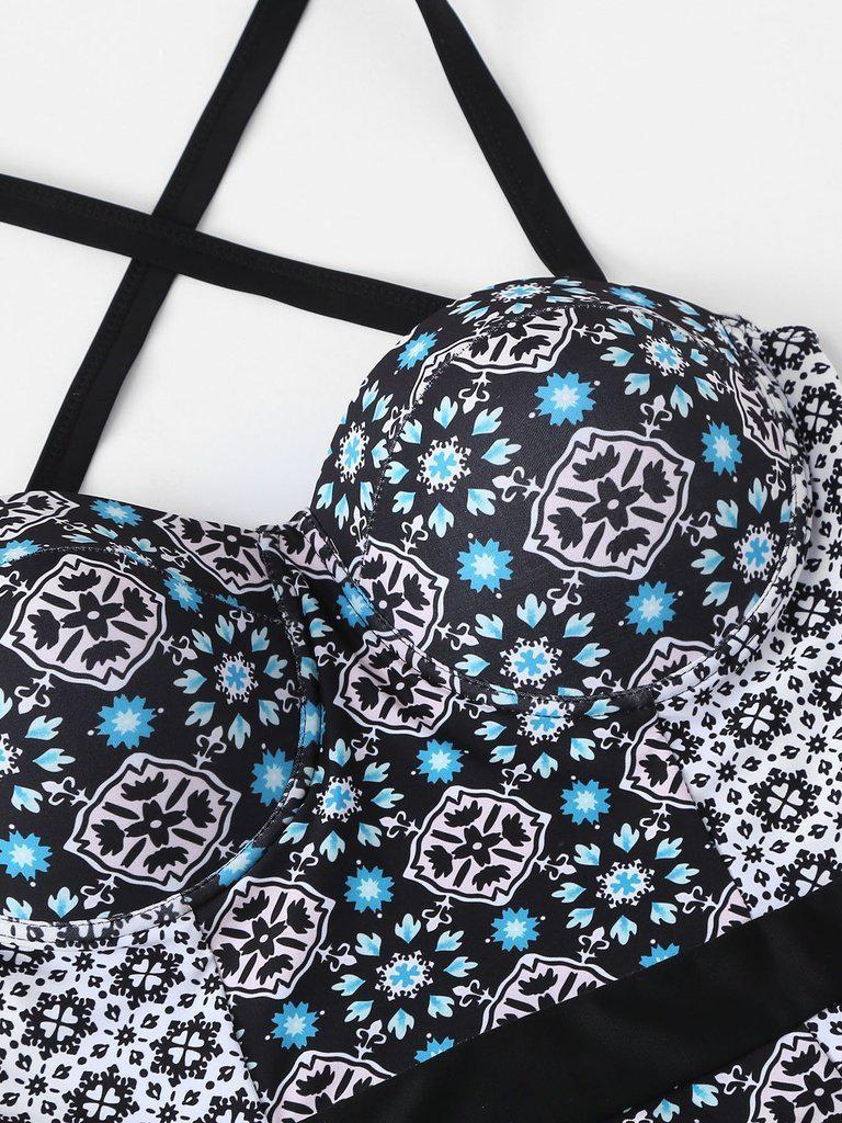 Floral Push Up Swimsuit-swimwear-Des Mess