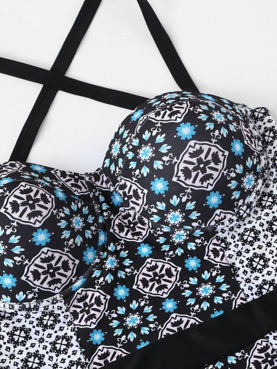 Floral Push Up Swimsuit-swimwear-Des Mess
