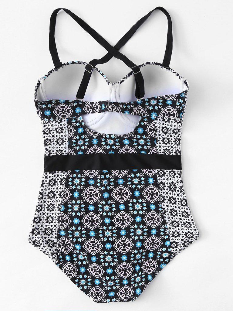 Floral Push Up Swimsuit-swimwear-Des Mess