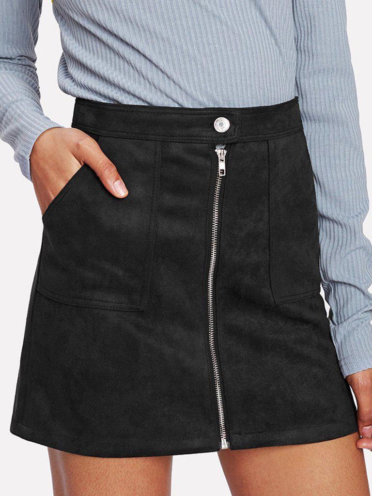 Zip Front Skirt-bottom-Des Mess