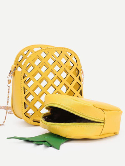 Pineapple Shaped PU Chain Crossbody Bag-accessories-Des Mess