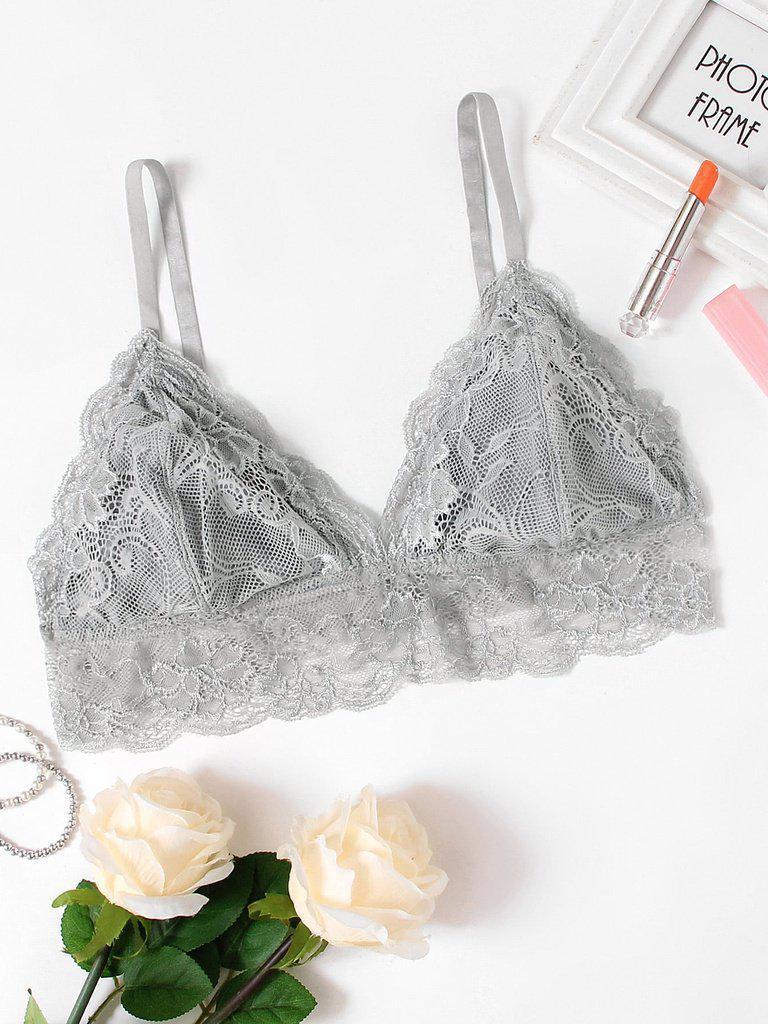 Lace Trim Triangle Bralette-lingerie-Des Mess