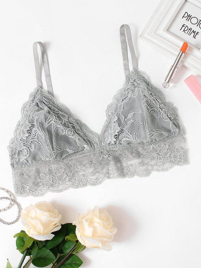 Lace Trim Triangle Bralette-lingerie-Des Mess