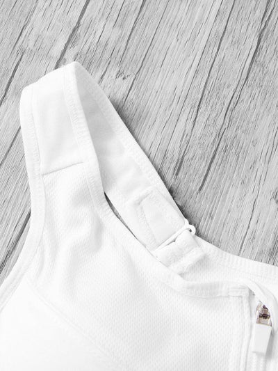 Zipper Front Racerback Sports Bra-sportswear-Des Mess