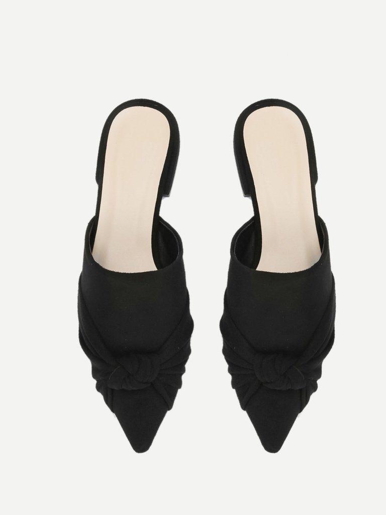 Knot Detail Suede Flat Mules-shoes-Des Mess