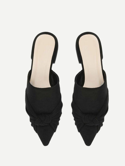 Knot Detail Suede Flat Mules-shoes-Des Mess