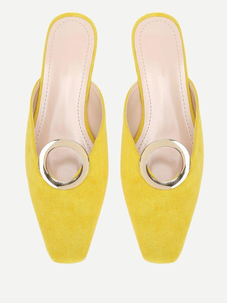 Ring Front Square Toe Suede Flats-shoes-Des Mess