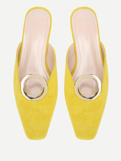 Ring Front Square Toe Suede Flats-shoes-Des Mess