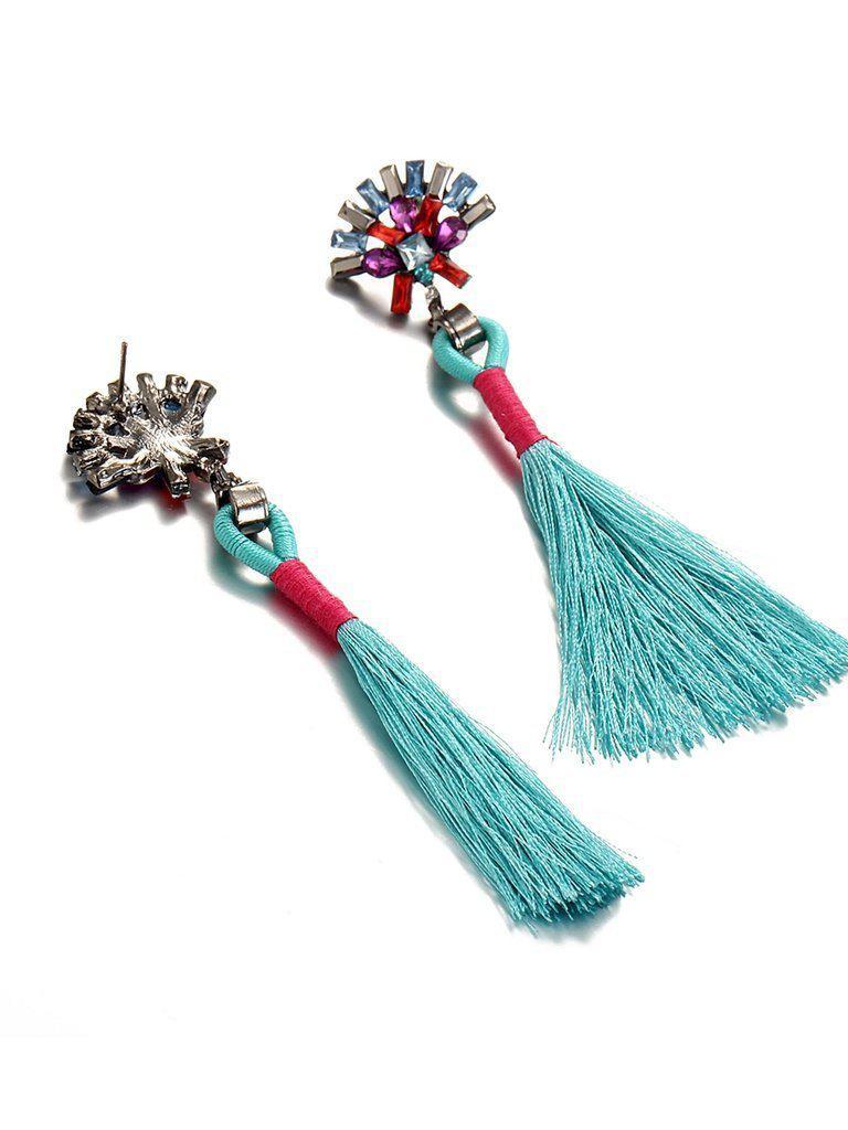 Tassel Drop Earrings With Rhinestone-jewelry-Des Mess