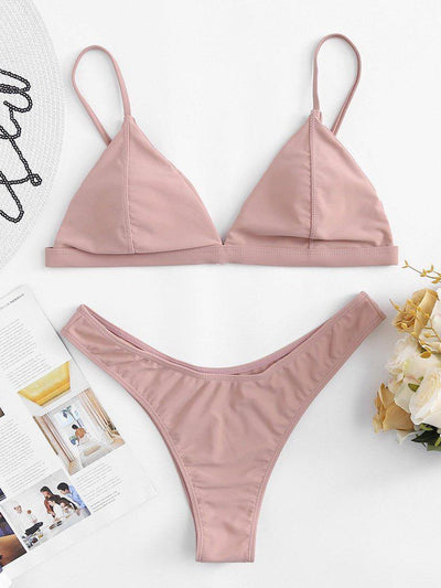Halter Neck Triangle Bikini Set-swimwear-Des Mess