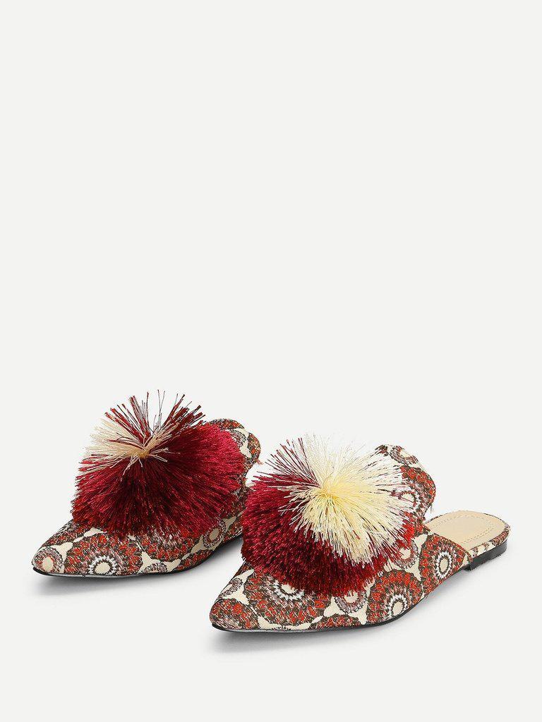 Pom Pom Decorated Flats-shoes-Des Mess