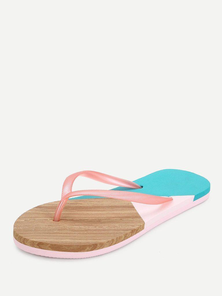 Color Block Flip Flops-shoes-Des Mess