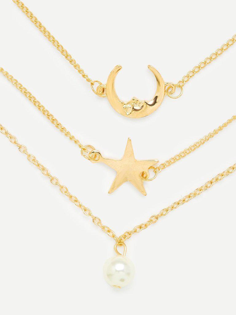 Moon & Star Design Link Bracelet Set--Des Mess