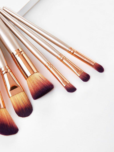 Metallic Handle Makeup Brush Set 8pcs-makeup-Des Mess