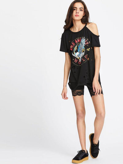 Lace Trim Short Leggings-bottom-Des Mess