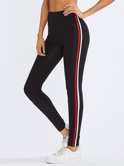 Striped Side Leggings-bottom-Des Mess