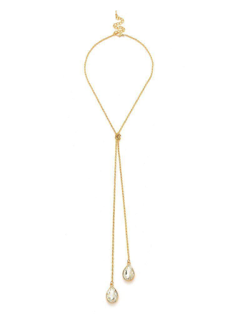 Water Drop Rhinestone Pendant Wrap Chain Necklace-jewelry-Des Mess