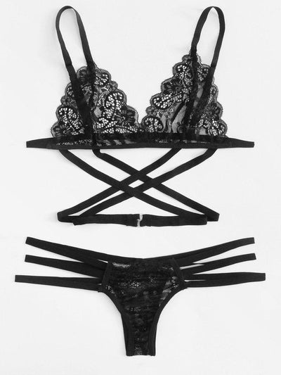 Scalloped Trim Lace Lingerie Set-lingerie-Des Mess