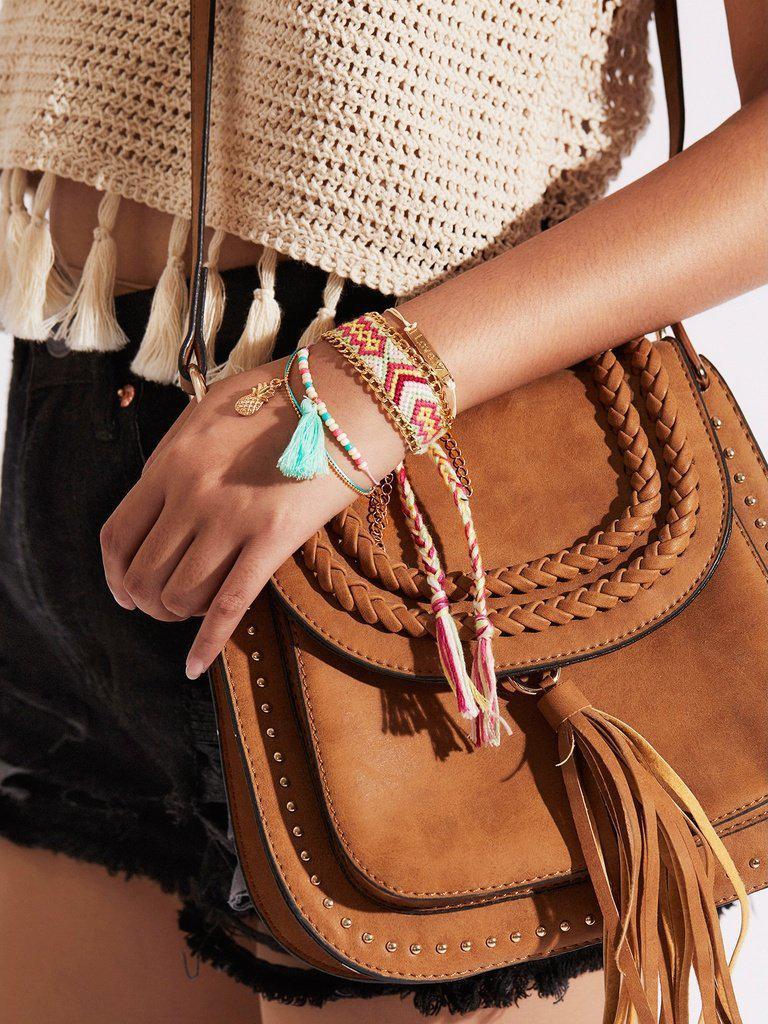 Beaded Design Bracelet Set With Tassel Charm-jewelry-Des Mess