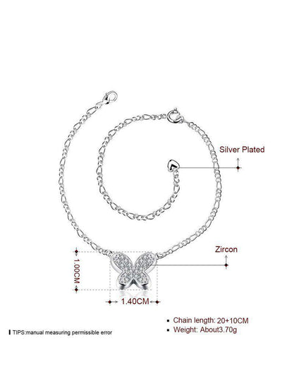 Rhinestone Butterfly Design Link Anklet-jewelry-Des Mess