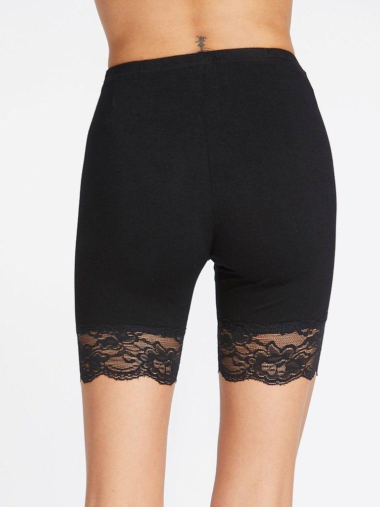 Lace Trim Short Leggings-bottom-Des Mess