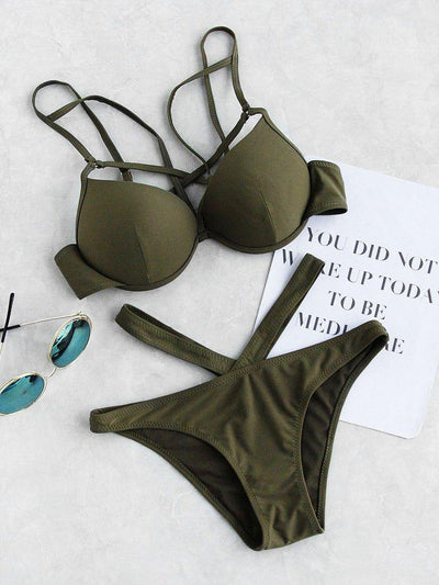 Cutout Front Bustier Bikini Set-swimwear-Des Mess